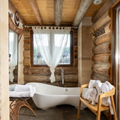 Salle de bain luxueuse en rondin de bois