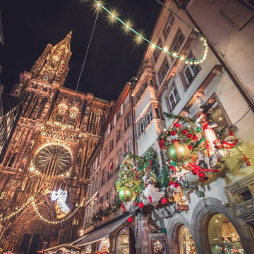 Cathedral and rue Merciere Strasbourg Christmas