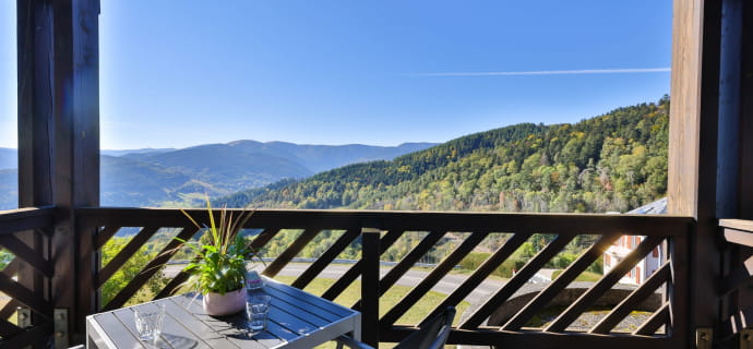 Le Panorama*** Alsace 68140 Hohrod - Vue terrasses chambre